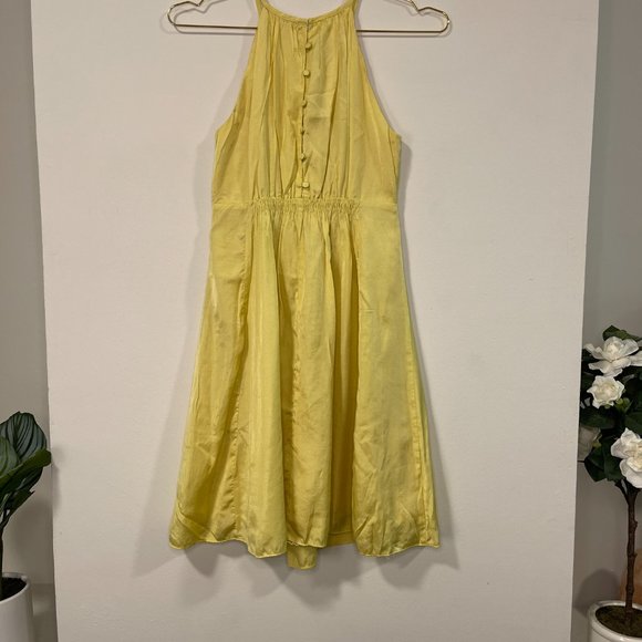 ESLEY A-Line Yellow Satin Dress - Picture 4 of 5